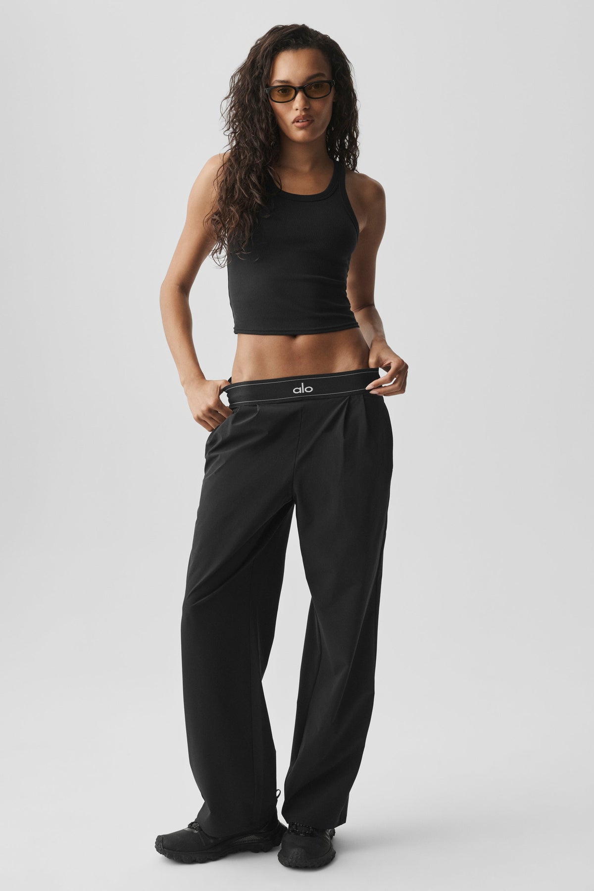 Camiseta de tirantes de canalé Goddess Go-To - Negro
