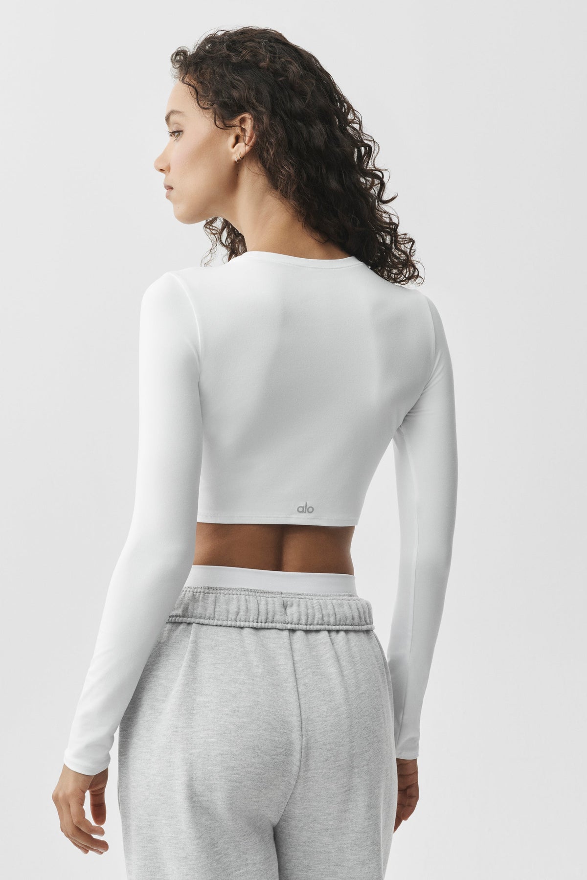 Top corto de manga larga Alosoft Finesse - Blanco