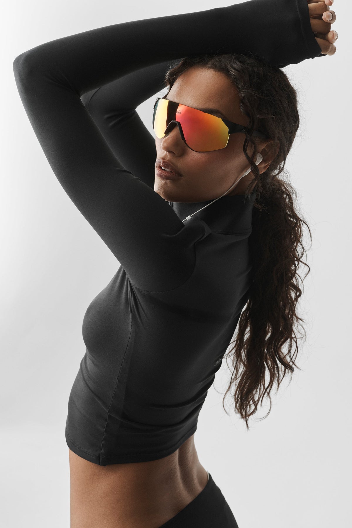 ALO Haut Manches Longues Zippé Softsculpt Precision 1/4 - Noir