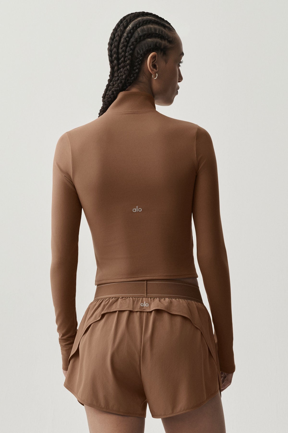 ALO Haut Manches Longues Zippé Softsculpt Precision 1/4 - Sun Kissed Brown