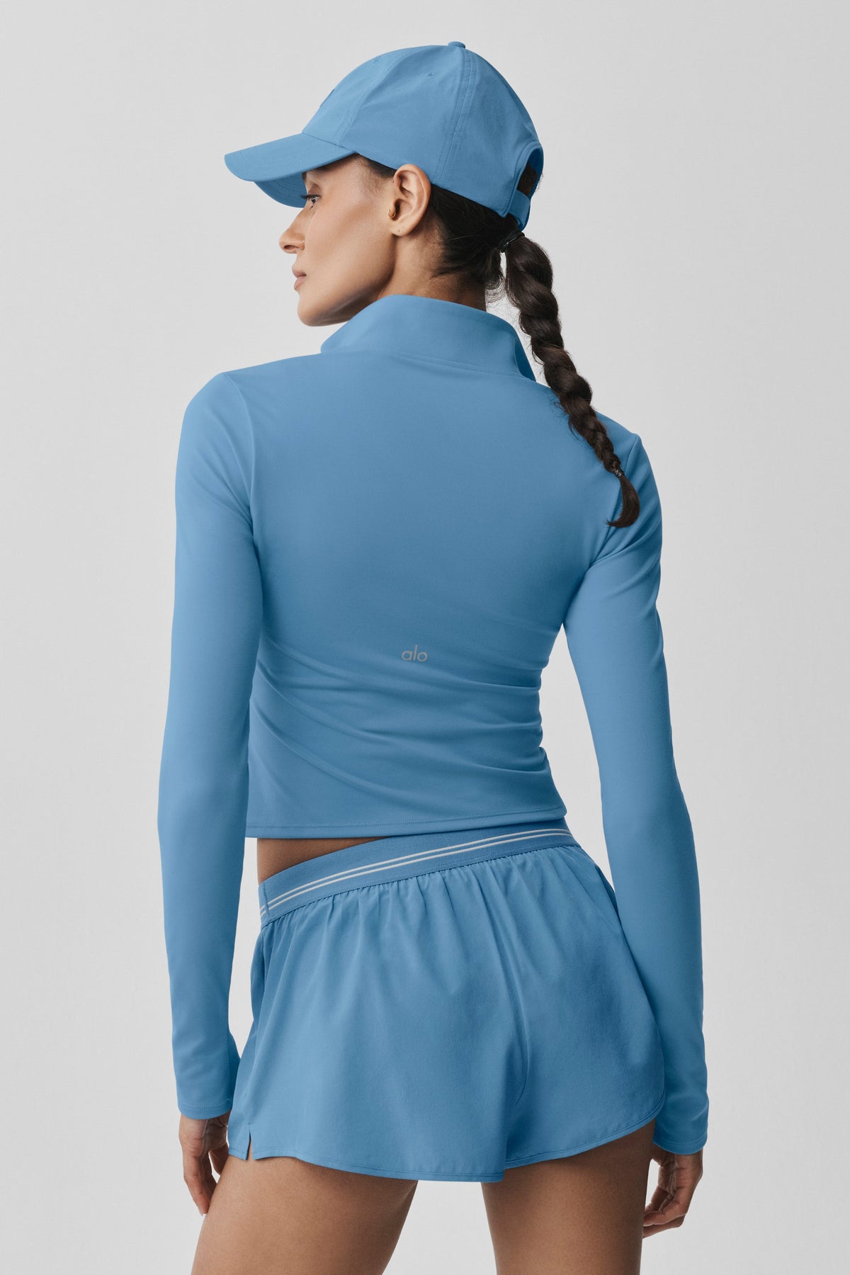 ALO Haut Manches Longues Zippé Softsculpt Precision 1/4 - California Blue