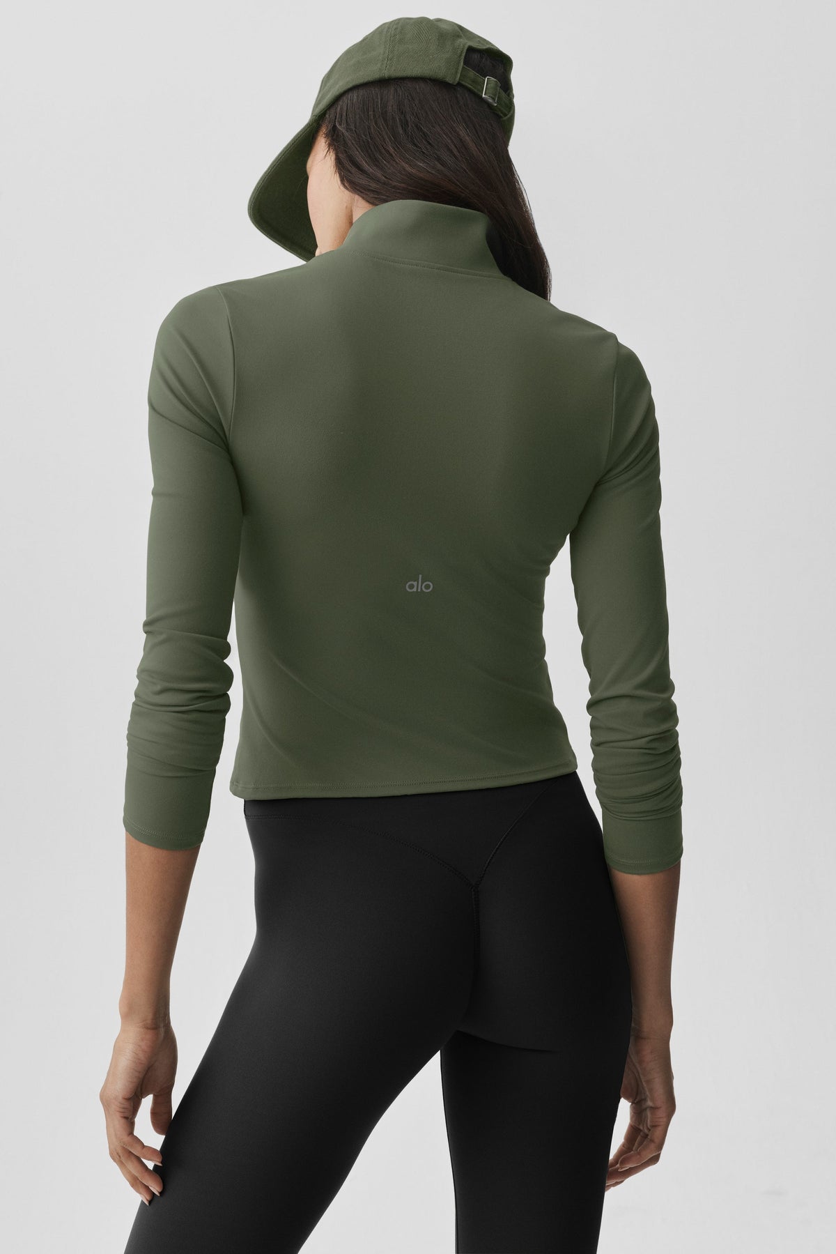 ALO Haut Manches Longues Zippé Softsculpt Precision 1/4 - Bamboo Green