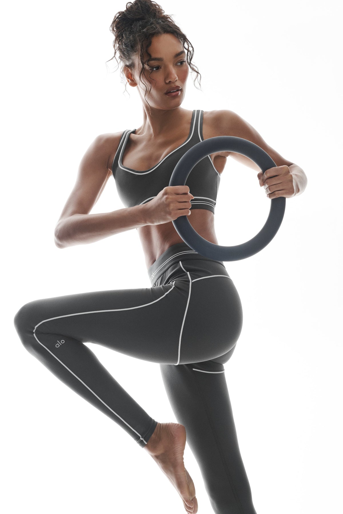 Legging Taille Haute Airbrush Heart Throb - Anthracite/Blanc