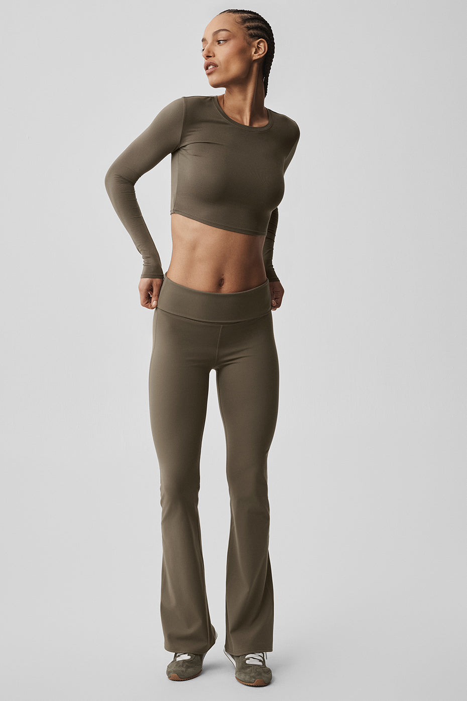 Legging Évasé ALO Softsculpt Foldover (classique) - Olive Tree