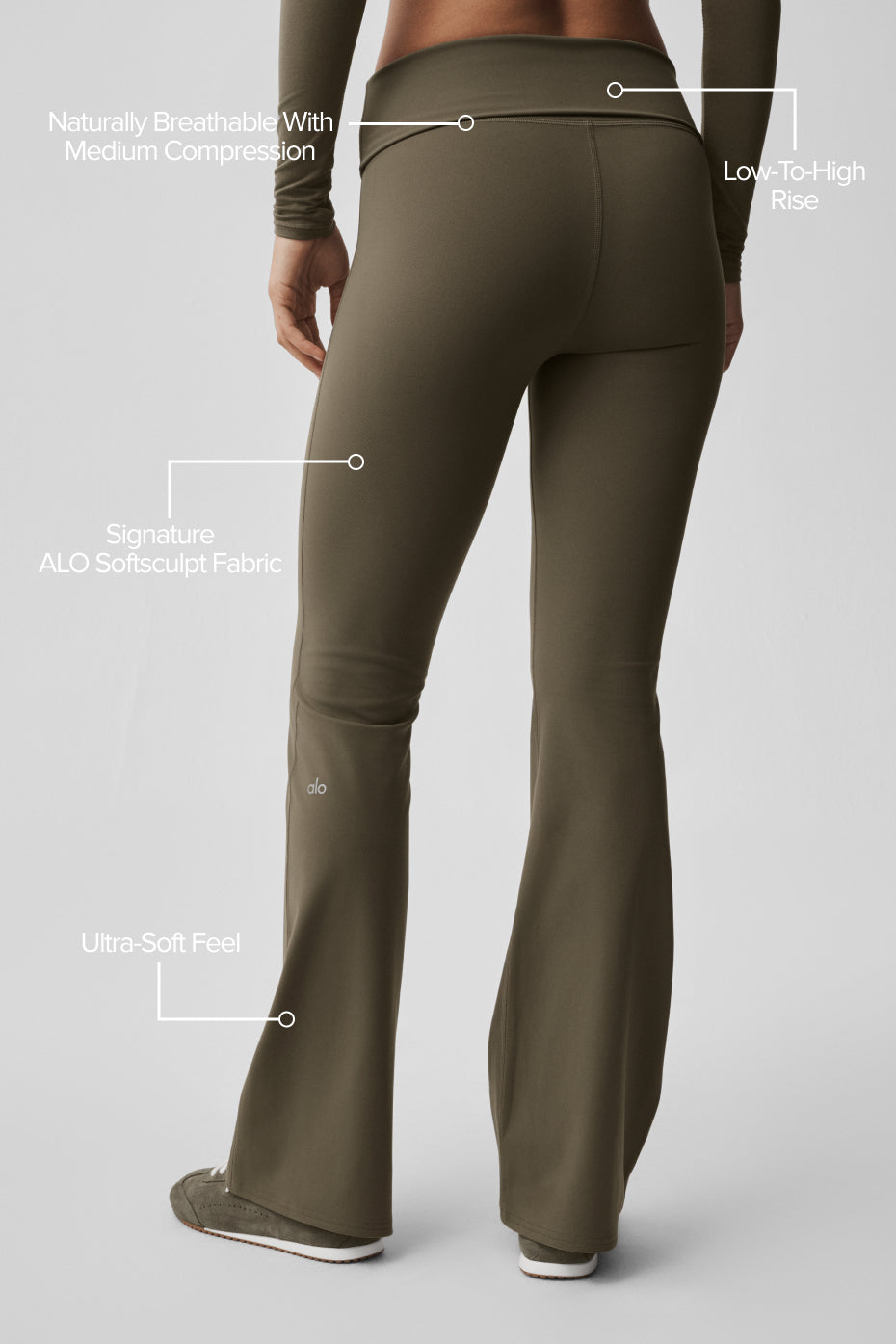 Legging Évasé ALO Softsculpt Foldover (classique) - Olive Tree