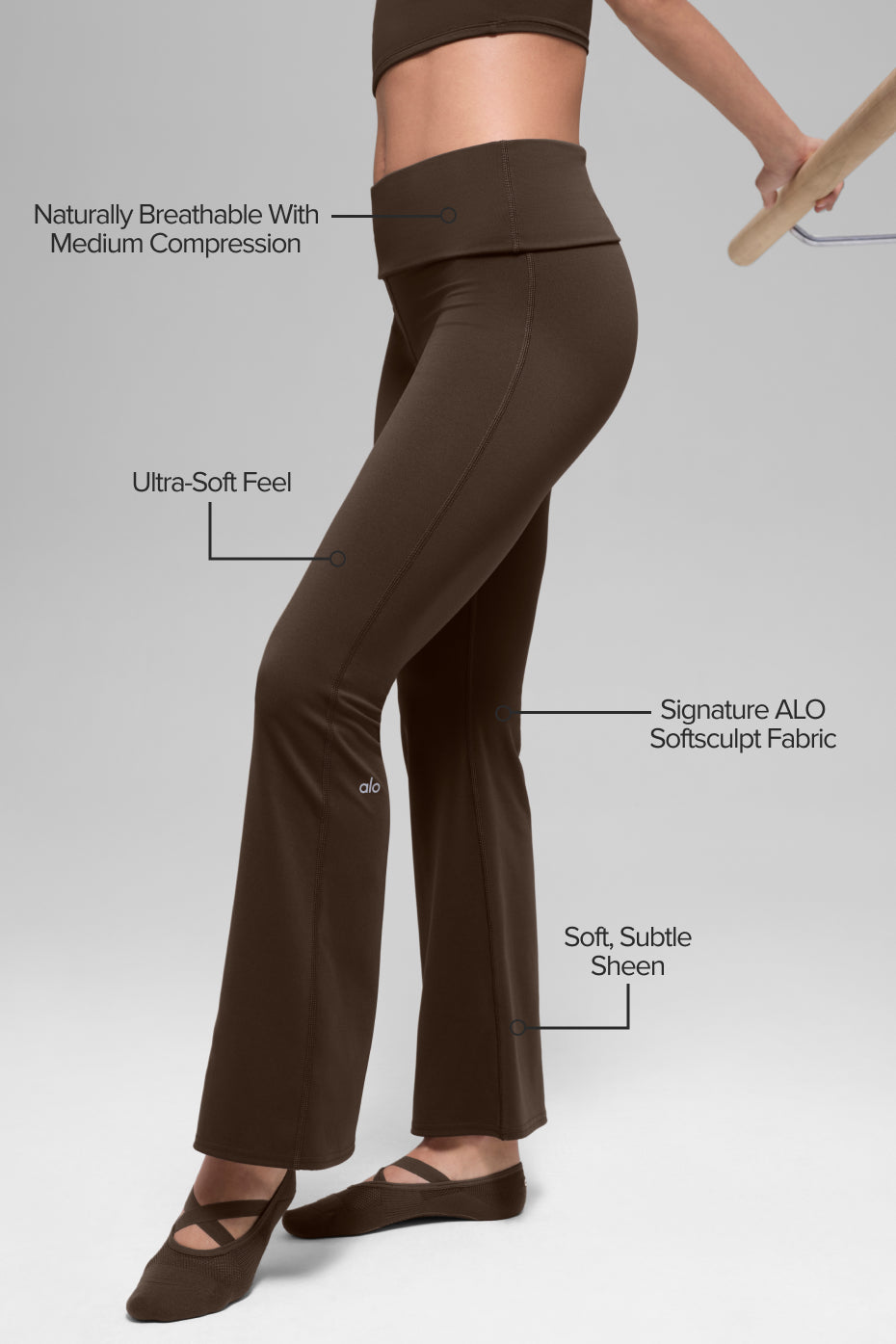 Legging Évasé ALO Softsculpt Foldover (court) - Espresso