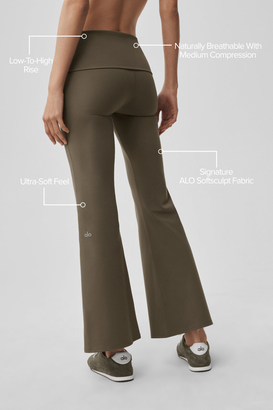 Legging Évasé ALO Softsculpt Foldover (court) - Olive Tree