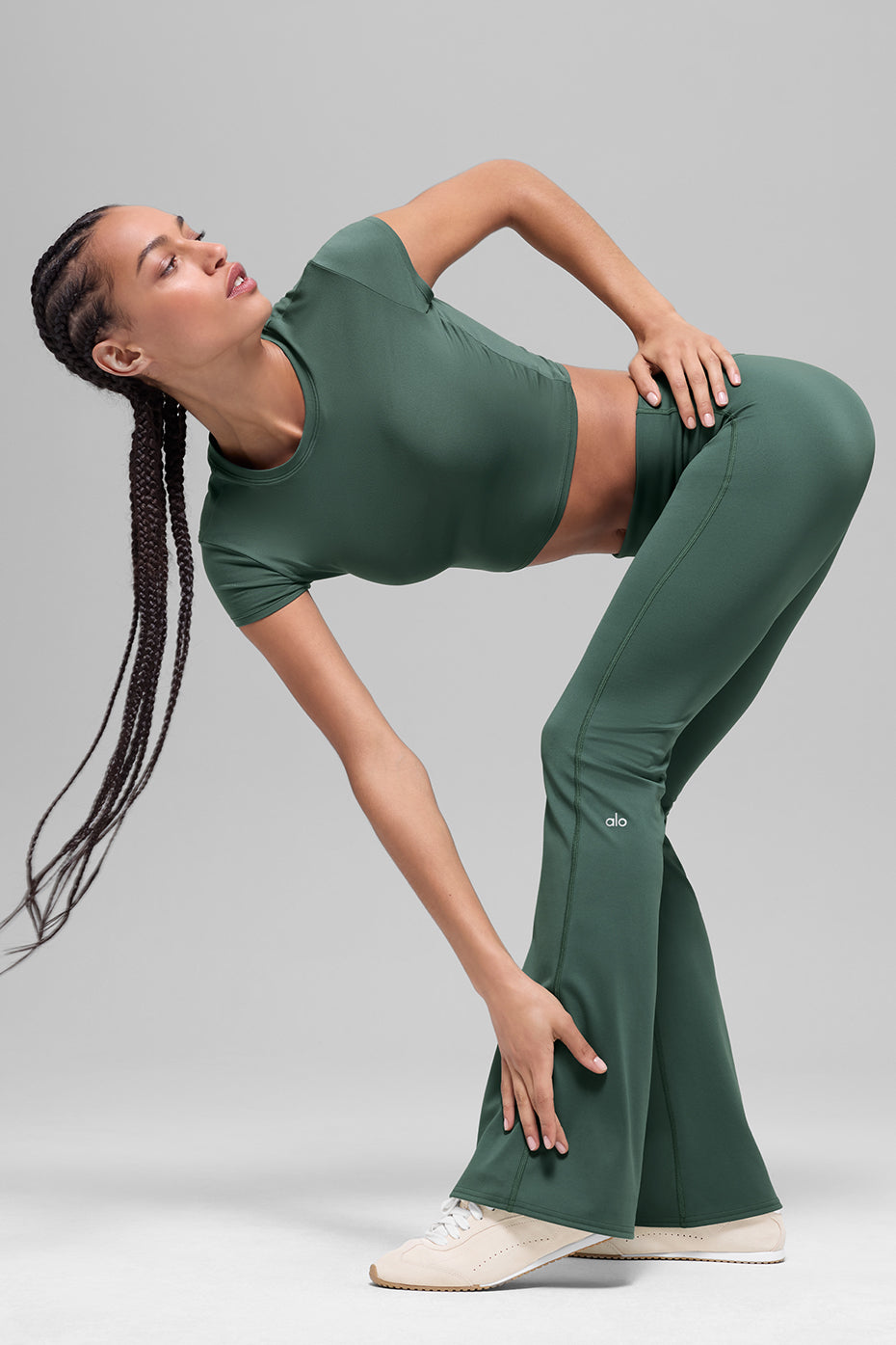 Legging Évasé ALO Softsculpt Foldover (court) - Clover Green