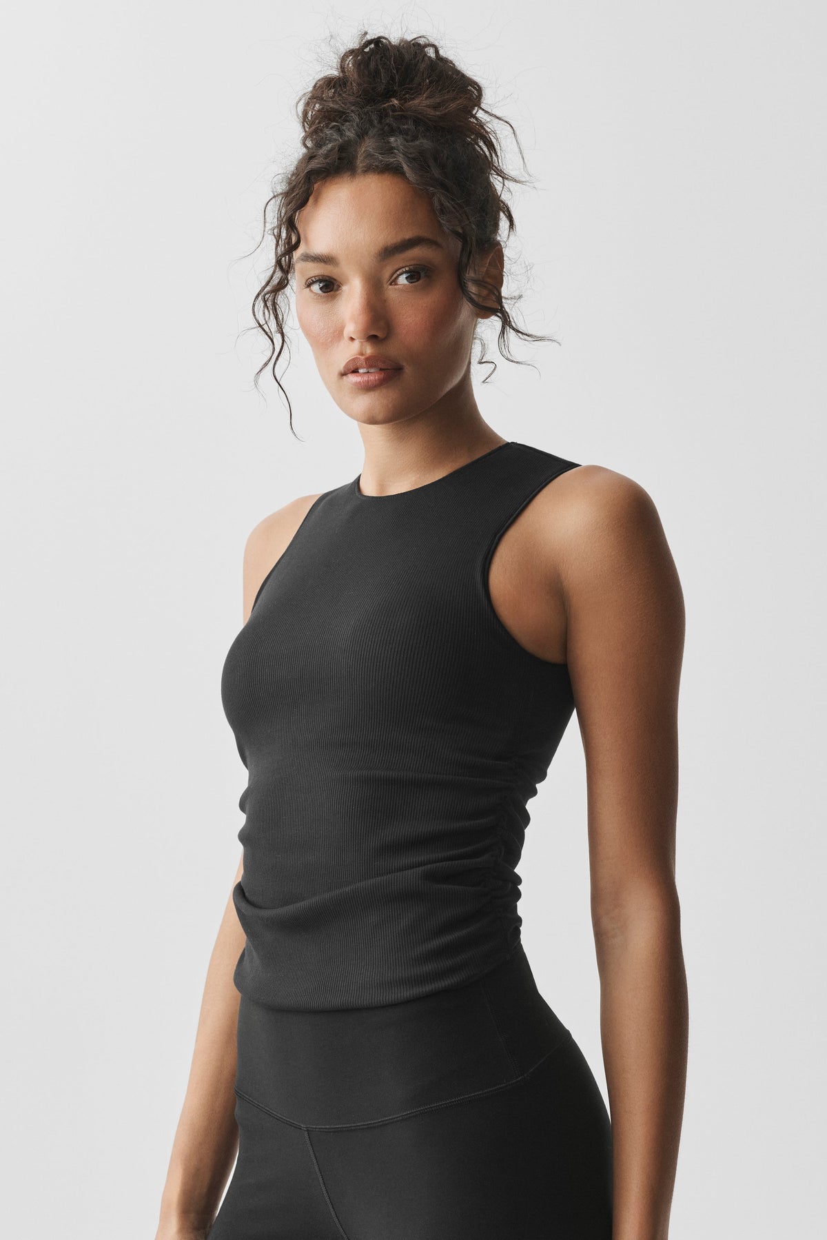 Camiseta de tirantes de canalé En Pointe - Negro