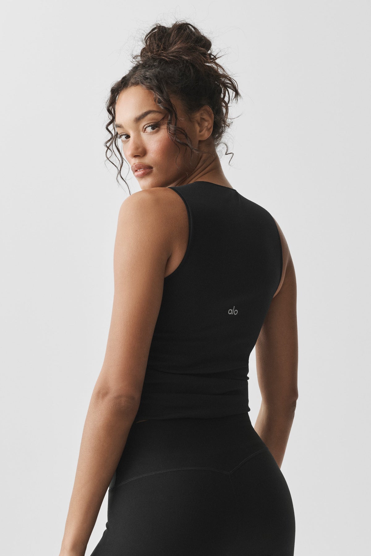 Camiseta de tirantes de canalé En Pointe - Negro