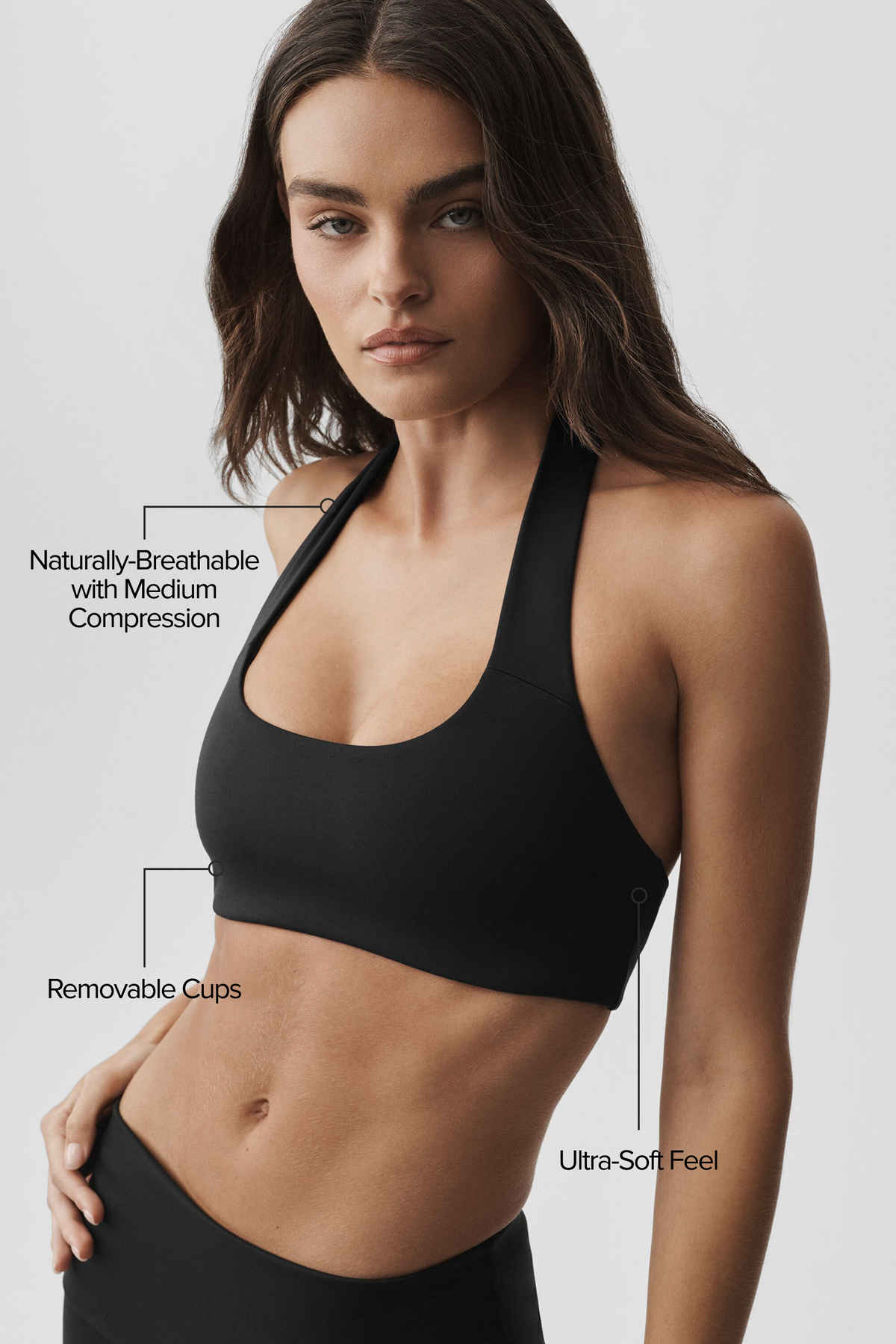 Sujetador deportivo halter ALO Softsculpt Feel The Heat - Negro