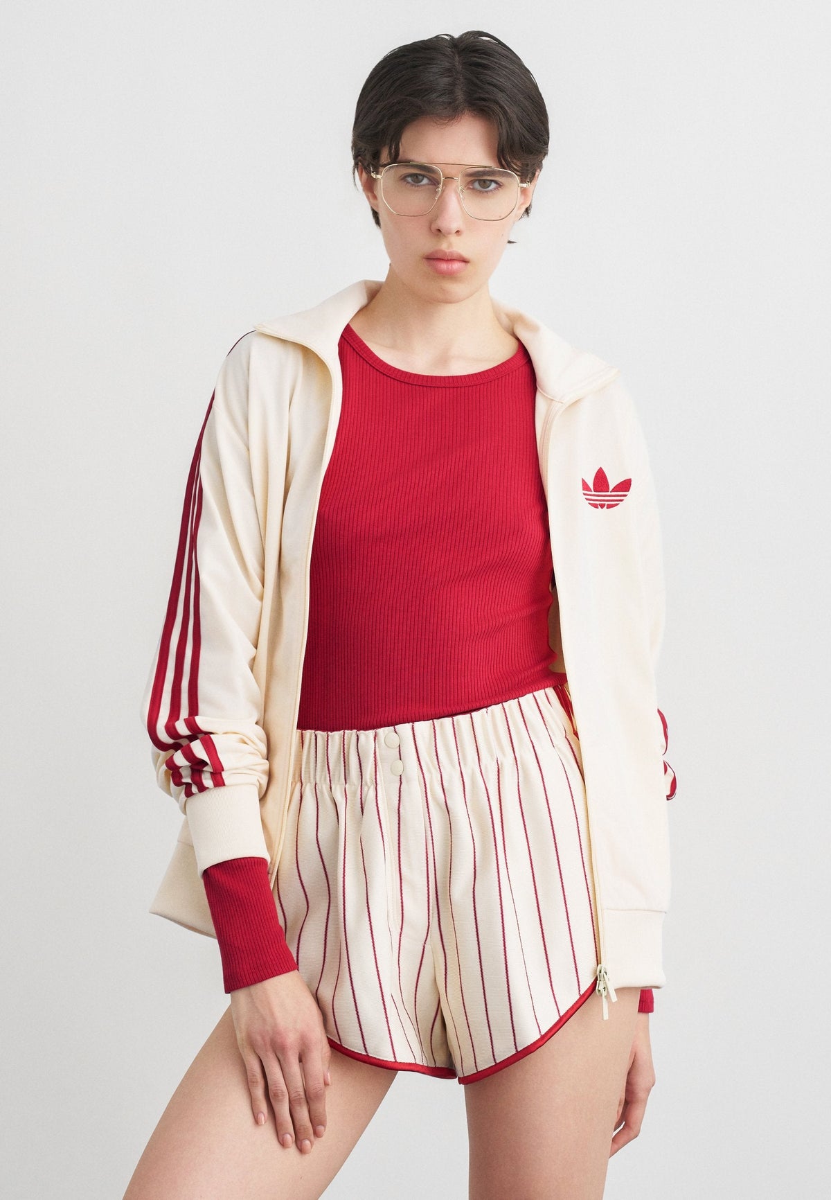 adidas Originals Firebird Track Top Loose – Sweat zippé Femme – warm vanilla/team victory red/jaune clair