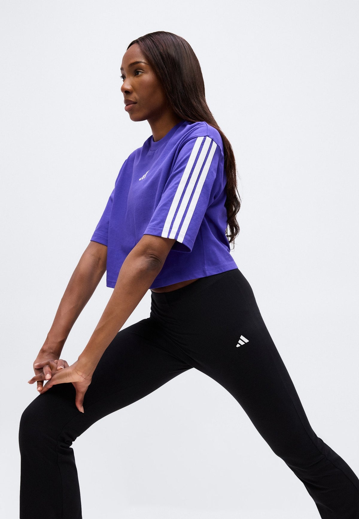 adidas Sportswear Essentials 3 Stripes Loose – T-shirt imprimé Femme – pure purple/white/violet foncé