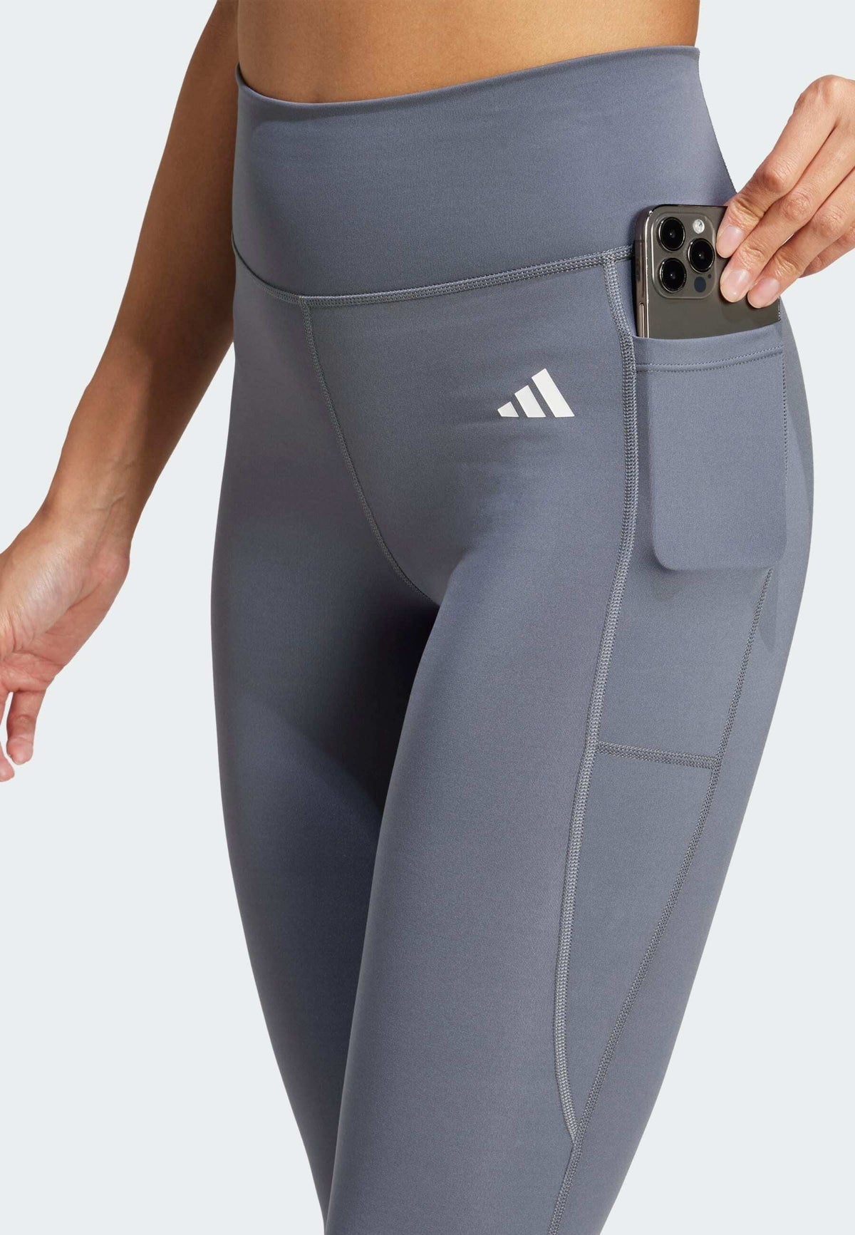 adidas Performance Optime Essentials Stash Pocket Full Length – Leggings Femme – onix/white/gris