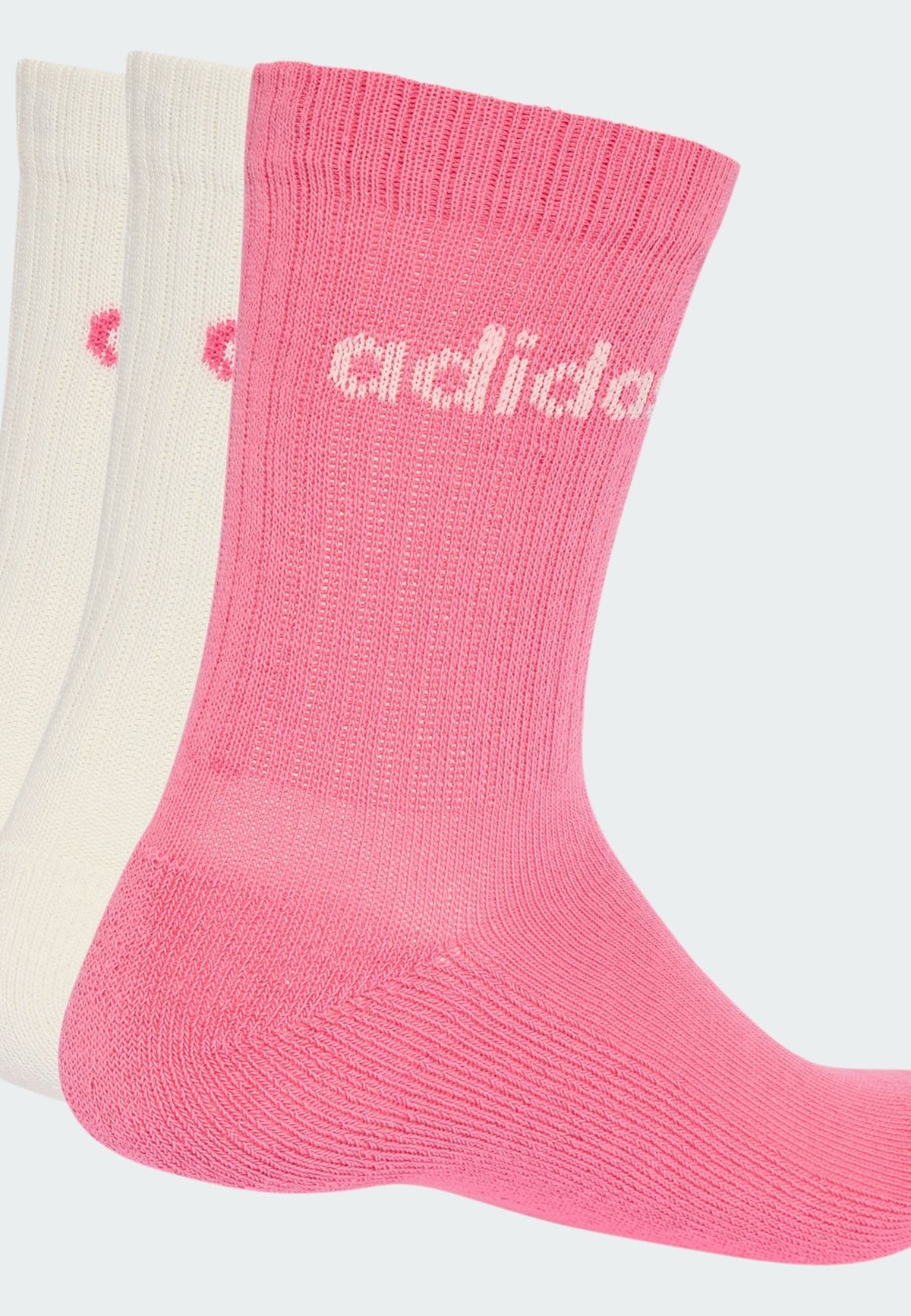 adidas Performance Linear Crew Socks Cushioned Socks Unisex 3 Pair Pack – Chaussettes de sport – off white/pink fusion/off white/blanc