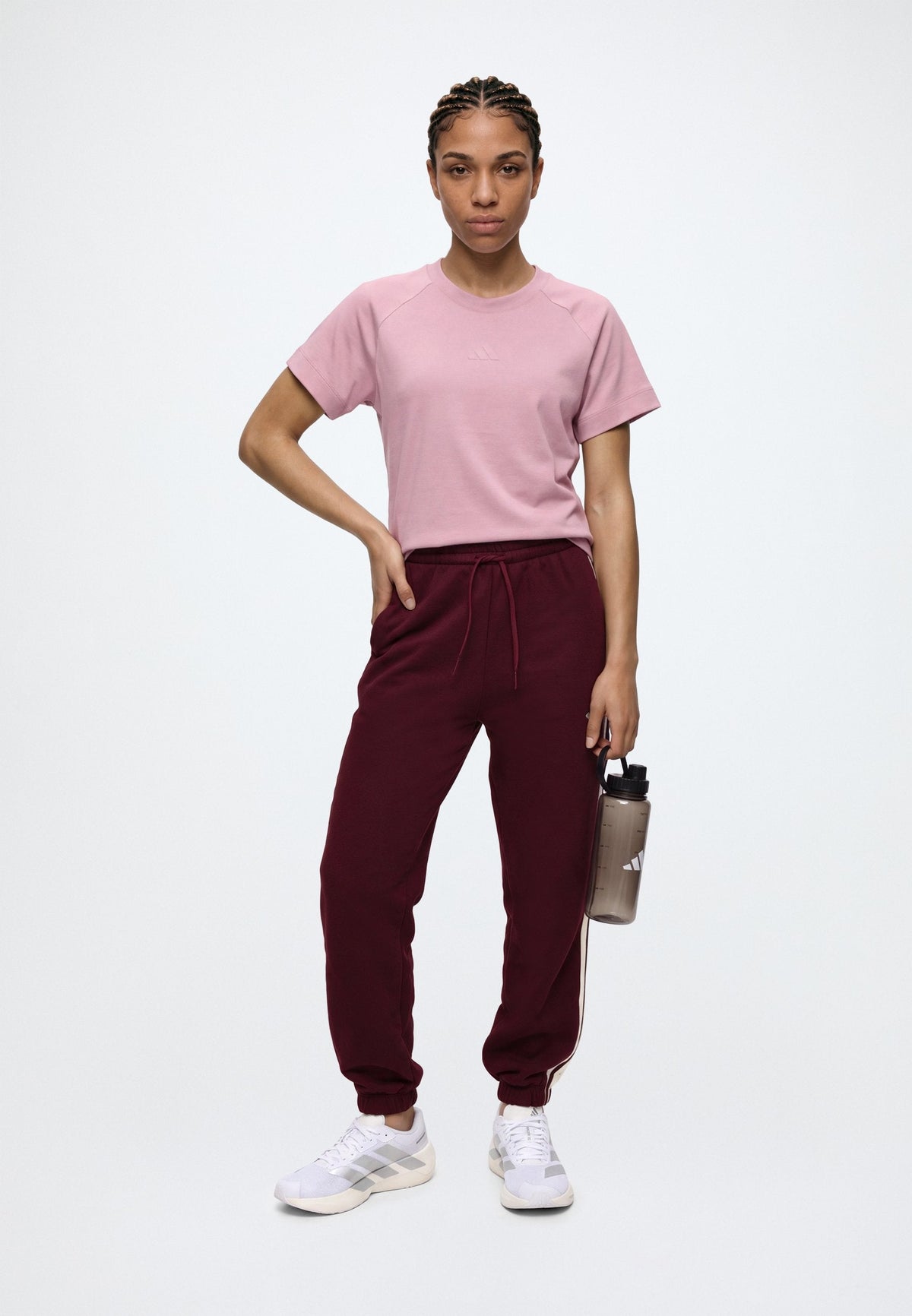 adidas Sportswear Essentials 3 Stripes Cuffed Pants – Pantalon de survêtement Femme – maroon/white/bordeaux