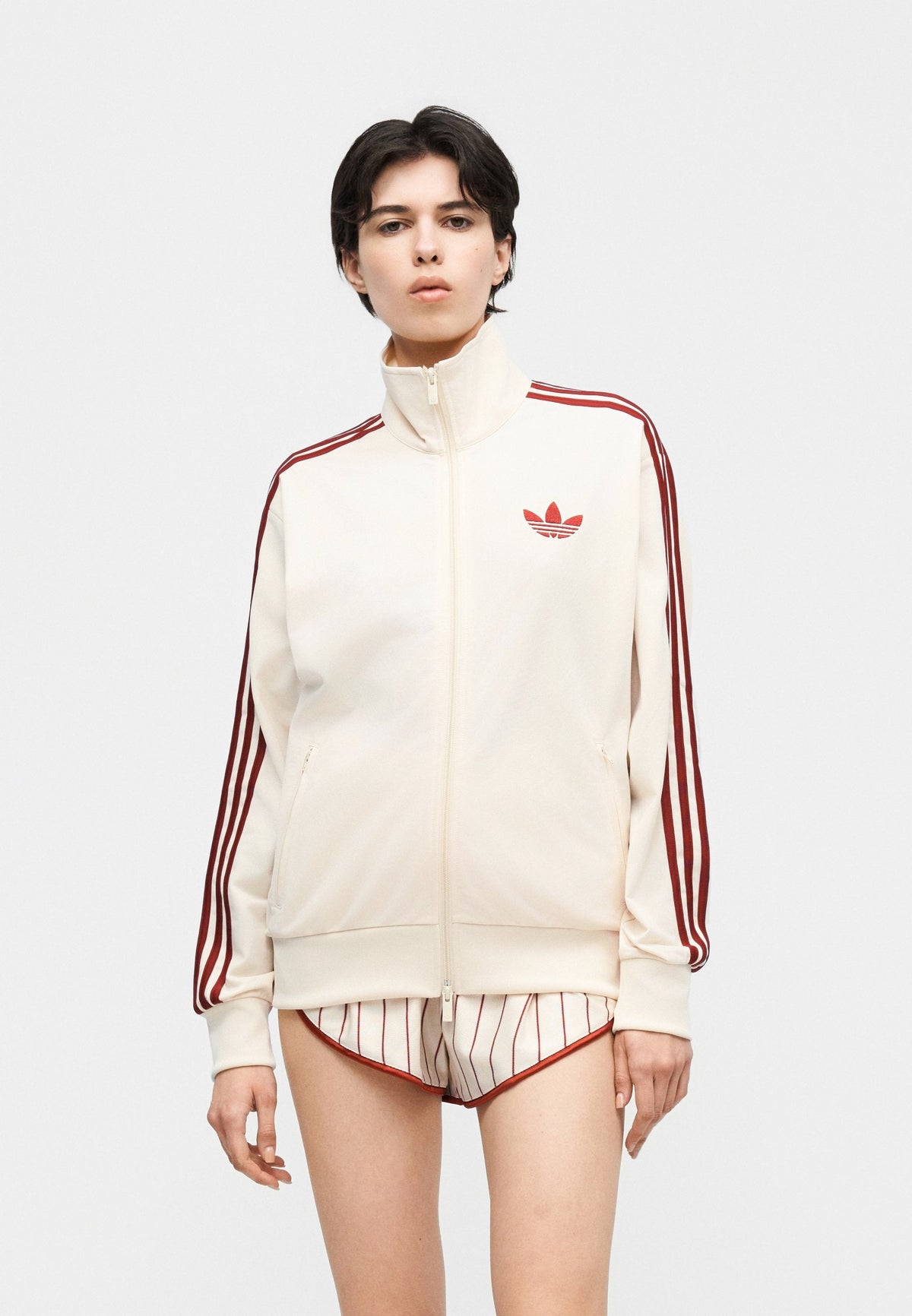 adidas Originals Firebird Track Top Loose – Sweat zippé Femme – warm vanilla/team victory red/jaune clair