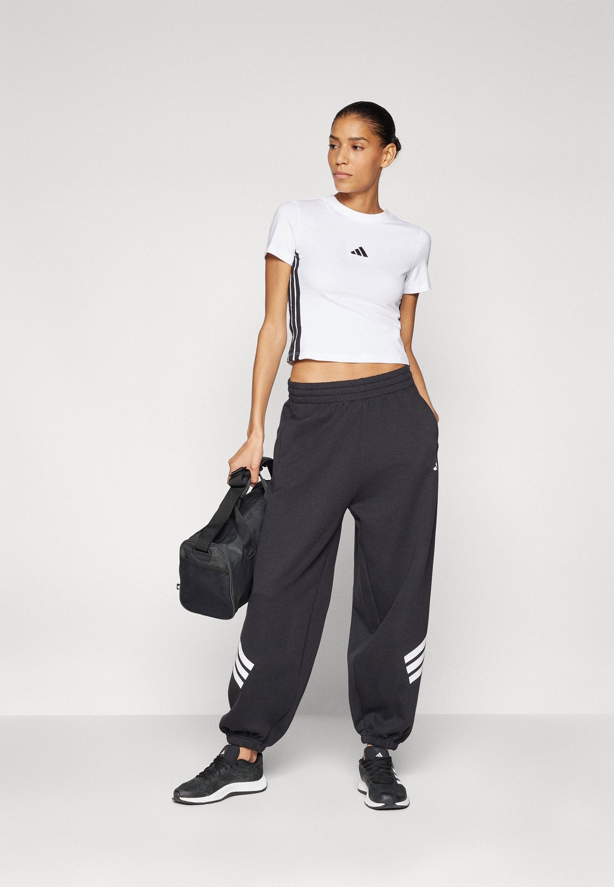 adidas Sportswear Essentials 3 Stripes Slim Baby – T-shirt imprimé Femme – white/black/blanc
